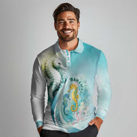 Bahamas Seahorse Long Sleeve Polo Shirt Ocean Spirit - Wonder Print Shop