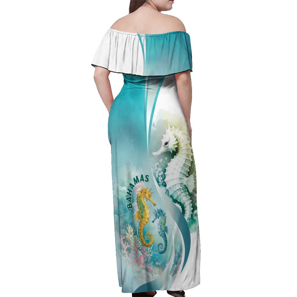 Bahamas Seahorse Off Shoulder Maxi Dress Ocean Spirit - Wonder Print Shop