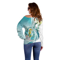 Bahamas Seahorse Off Shoulder Sweater Ocean Spirit - Wonder Print Shop
