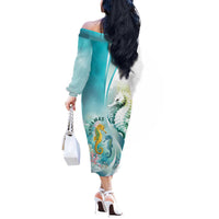 Bahamas Seahorse Off The Shoulder Long Sleeve Dress Ocean Spirit - Wonder Print Shop