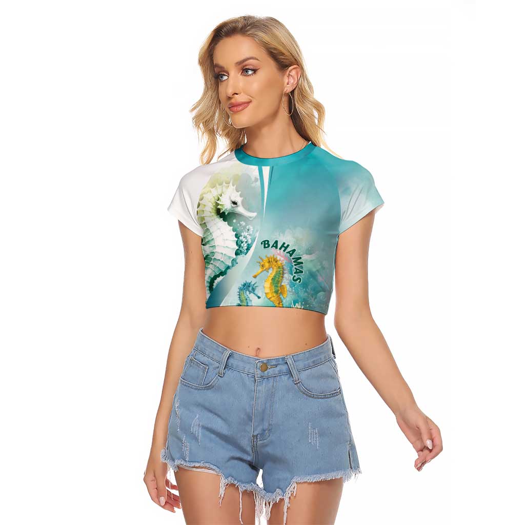 Bahamas Seahorse Raglan Cropped T Shirt Ocean Spirit - Wonder Print Shop