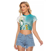 Bahamas Seahorse Raglan Cropped T Shirt Ocean Spirit - Wonder Print Shop