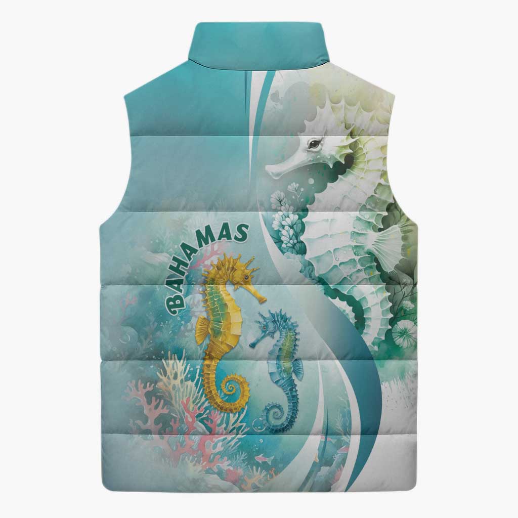 Bahamas Seahorse Sleeveless Puffer Jacket Ocean Spirit - Wonder Print Shop