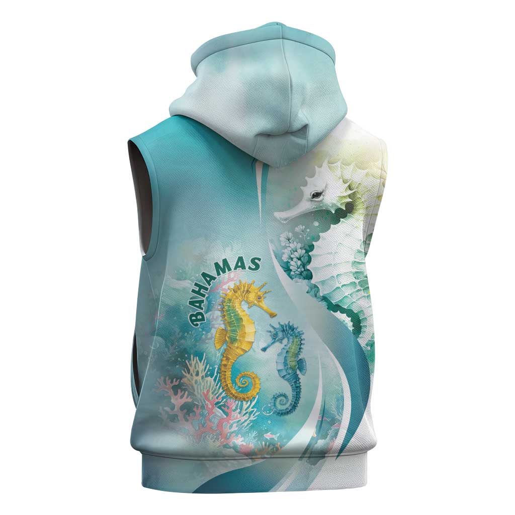 Bahamas Seahorse Sleeveless Zip Hoodie Ocean Spirit - Wonder Print Shop