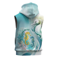 Bahamas Seahorse Sleeveless Zip Hoodie Ocean Spirit - Wonder Print Shop