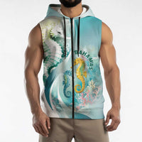 Bahamas Seahorse Sleeveless Zip Hoodie Ocean Spirit - Wonder Print Shop