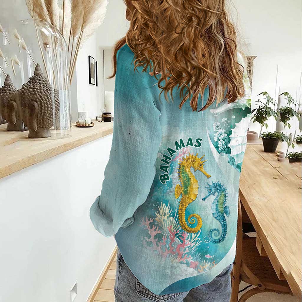 Bahamas Seahorse Women Casual Shirt Ocean Spirit - Wonder Print Shop