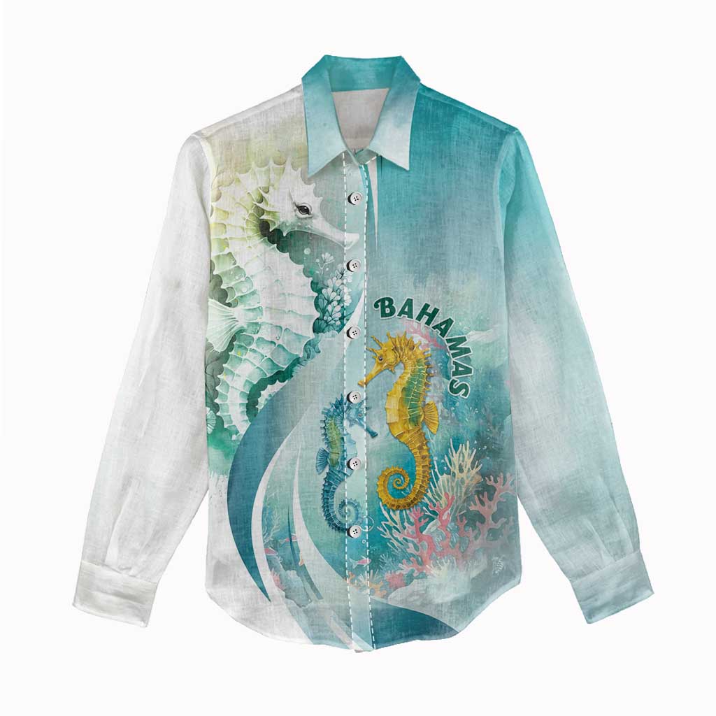 Bahamas Seahorse Women Casual Shirt Ocean Spirit - Wonder Print Shop