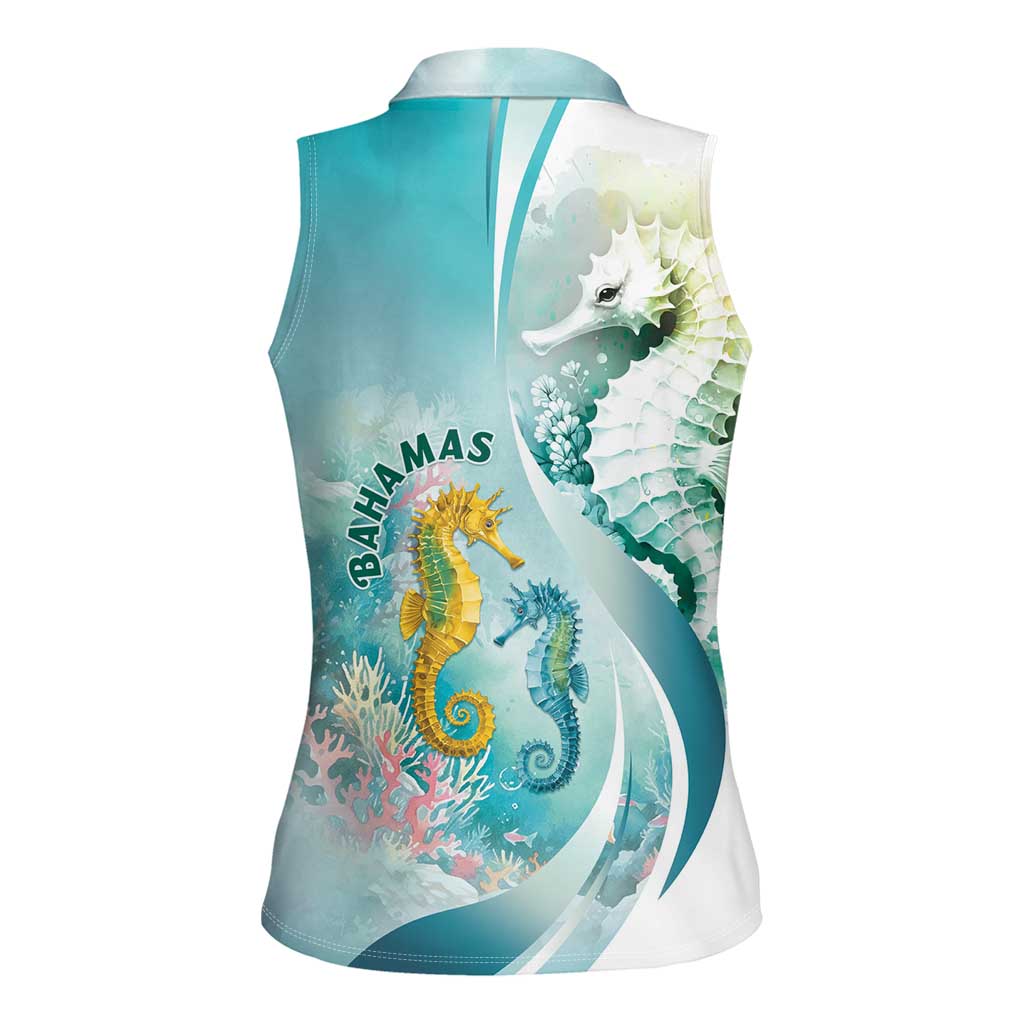 Bahamas Seahorse Women Sleeveless Polo Shirt Ocean Spirit - Wonder Print Shop