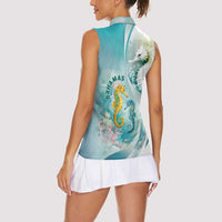 Bahamas Seahorse Women Sleeveless Polo Shirt Ocean Spirit - Wonder Print Shop
