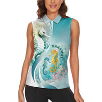 Bahamas Seahorse Women Sleeveless Polo Shirt Ocean Spirit - Wonder Print Shop