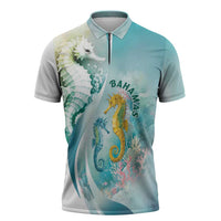 Bahamas Seahorse Zipper Polo Shirt Ocean Spirit - Wonder Print Shop