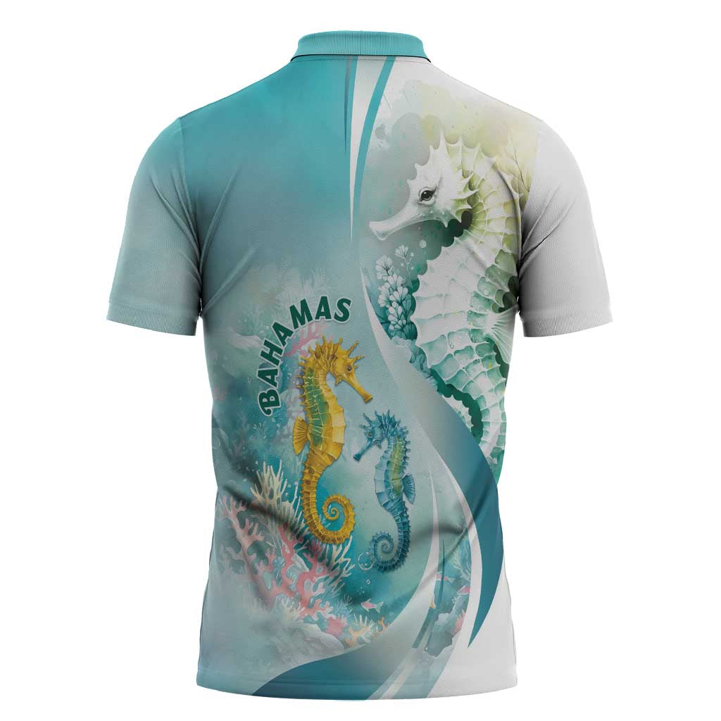Bahamas Seahorse Zipper Polo Shirt Ocean Spirit - Wonder Print Shop