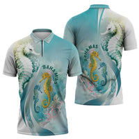 Bahamas Seahorse Zipper Polo Shirt Ocean Spirit - Wonder Print Shop