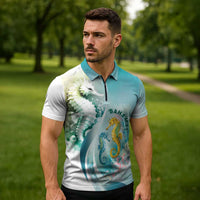 Bahamas Seahorse Zipper Polo Shirt Ocean Spirit - Wonder Print Shop