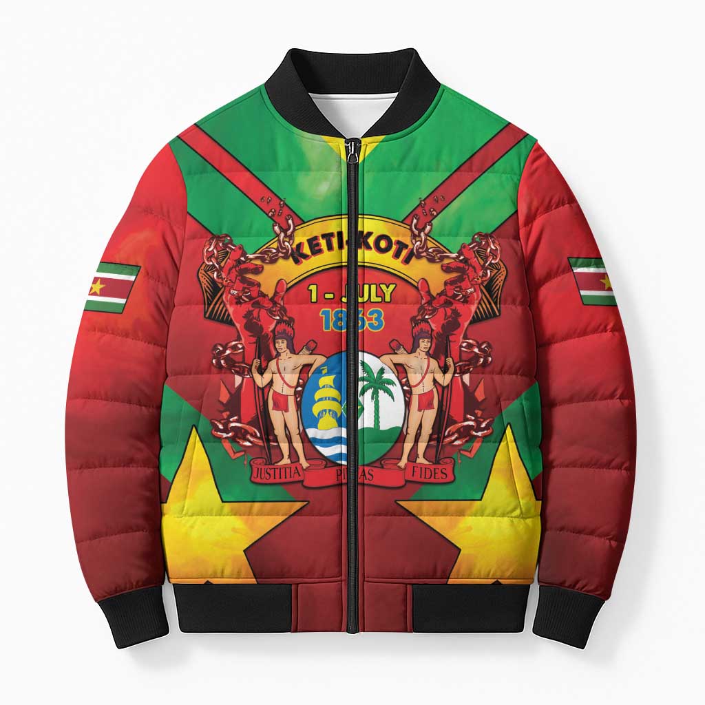 Suriname Emancipation Day Bomber Puffer Jacket Wan Switi Keti Koti - Wonder Print Shop