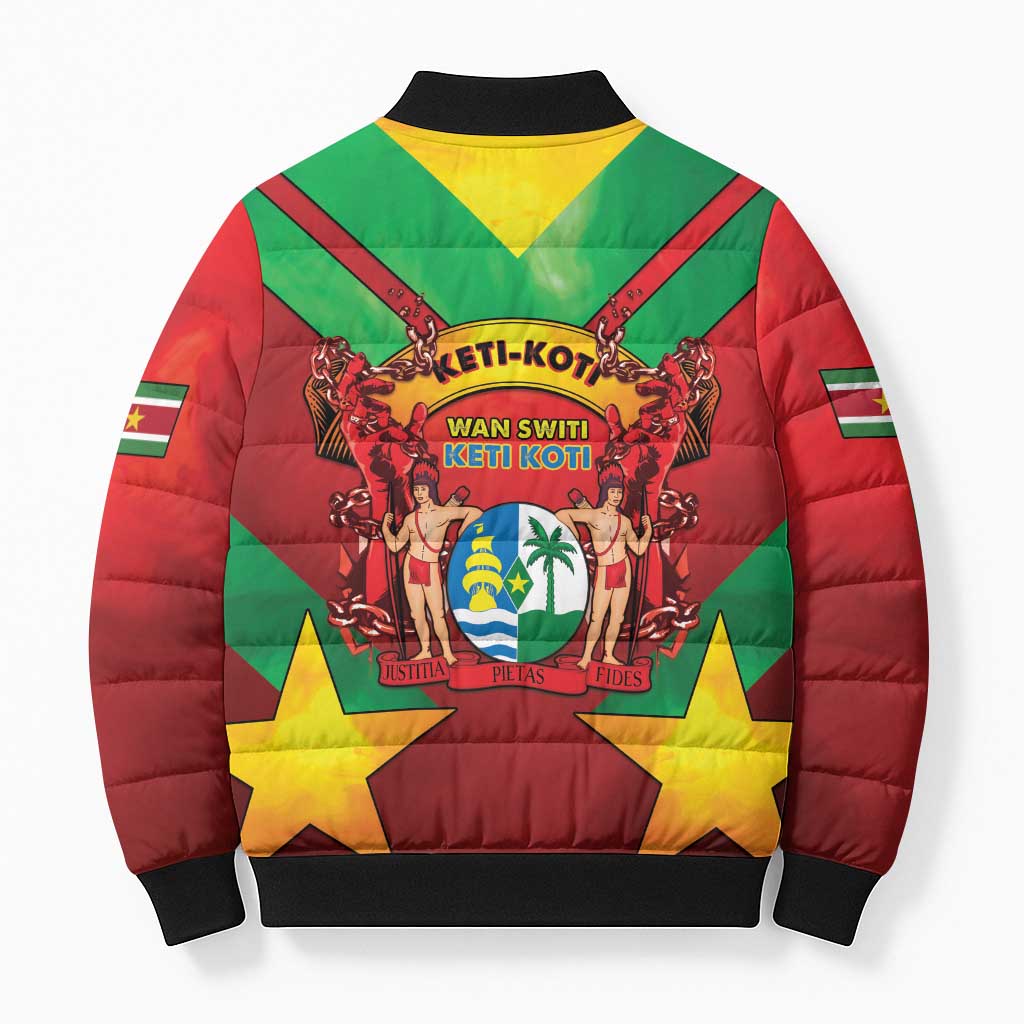 Suriname Emancipation Day Bomber Puffer Jacket Wan Switi Keti Koti - Wonder Print Shop