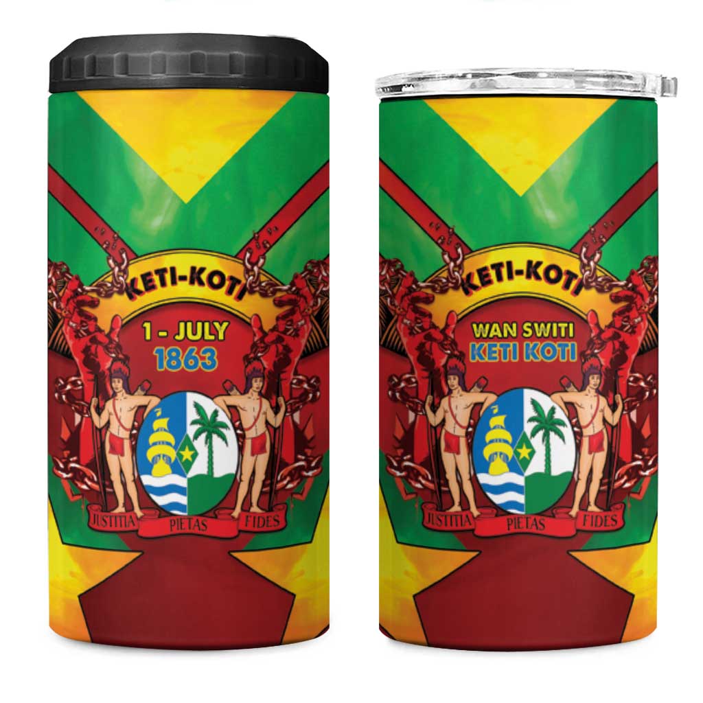 Suriname Emancipation Day 4 in 1 Can Cooler Tumbler Wan Switi Keti Koti - Wonder Print Shop