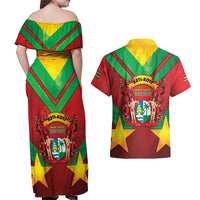 Suriname Emancipation Day Couples Matching Off Shoulder Maxi Dress and Hawaiian Shirt Wan Switi Keti Koti - Wonder Print Shop
