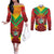 Suriname Emancipation Day Couples Matching Off The Shoulder Long Sleeve Dress and Long Sleeve Button Shirt Wan Switi Keti Koti - Wonder Print Shop