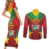 Suriname Emancipation Day Couples Matching Short Sleeve Bodycon Dress and Long Sleeve Button Shirt Wan Switi Keti Koti - Wonder Print Shop