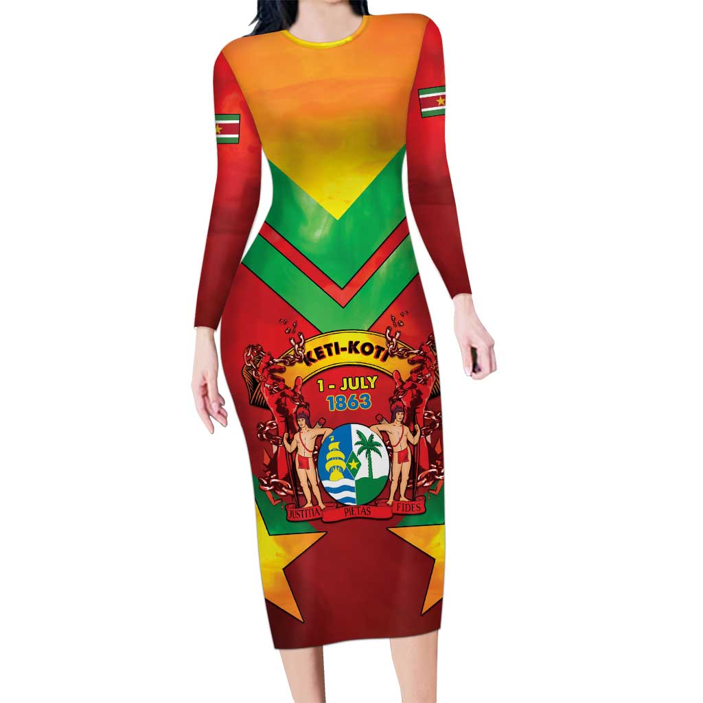 Suriname Emancipation Day Family Matching Long Sleeve Bodycon Dress and Hawaiian Shirt Wan Switi Keti Koti - Wonder Print Shop