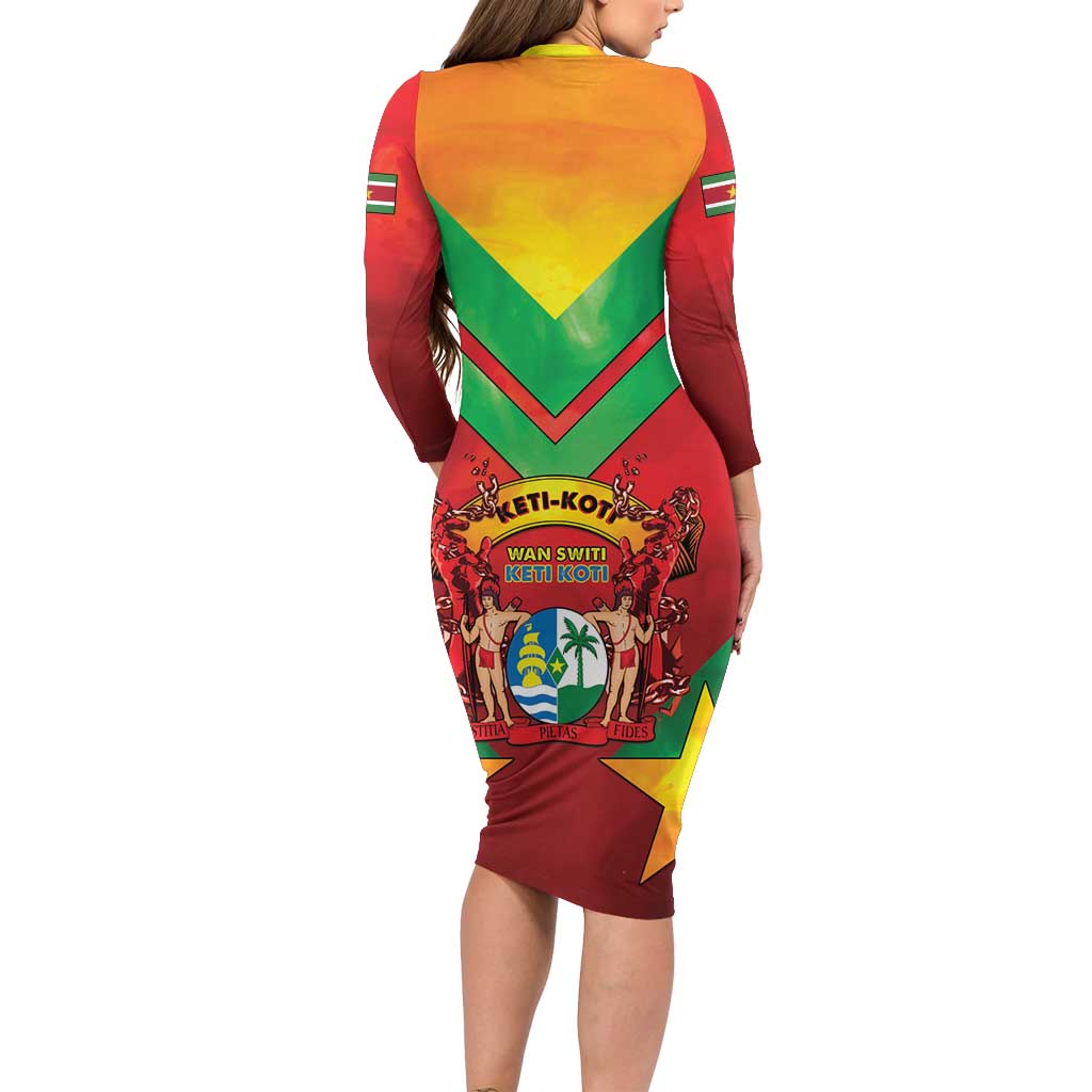 Suriname Emancipation Day Family Matching Long Sleeve Bodycon Dress and Hawaiian Shirt Wan Switi Keti Koti - Wonder Print Shop