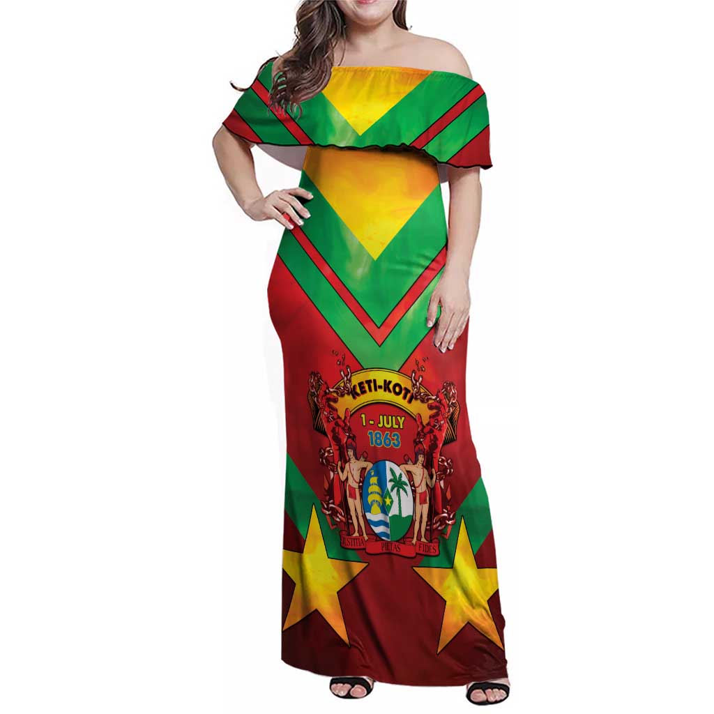Suriname Emancipation Day Family Matching Off Shoulder Maxi Dress and Hawaiian Shirt Wan Switi Keti Koti - Wonder Print Shop