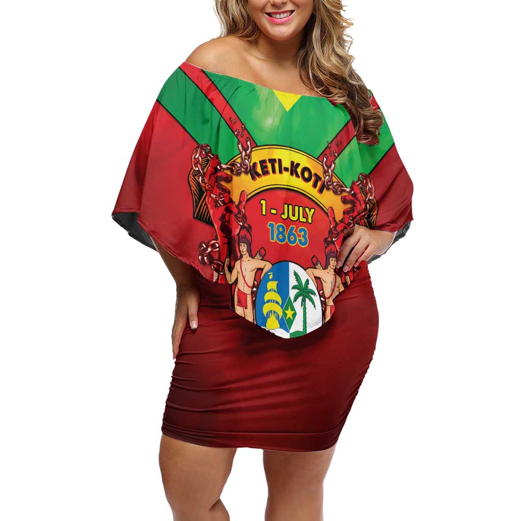 Suriname Emancipation Day Family Matching Off Shoulder Short Dress and Hawaiian Shirt Wan Switi Keti Koti - Wonder Print Shop