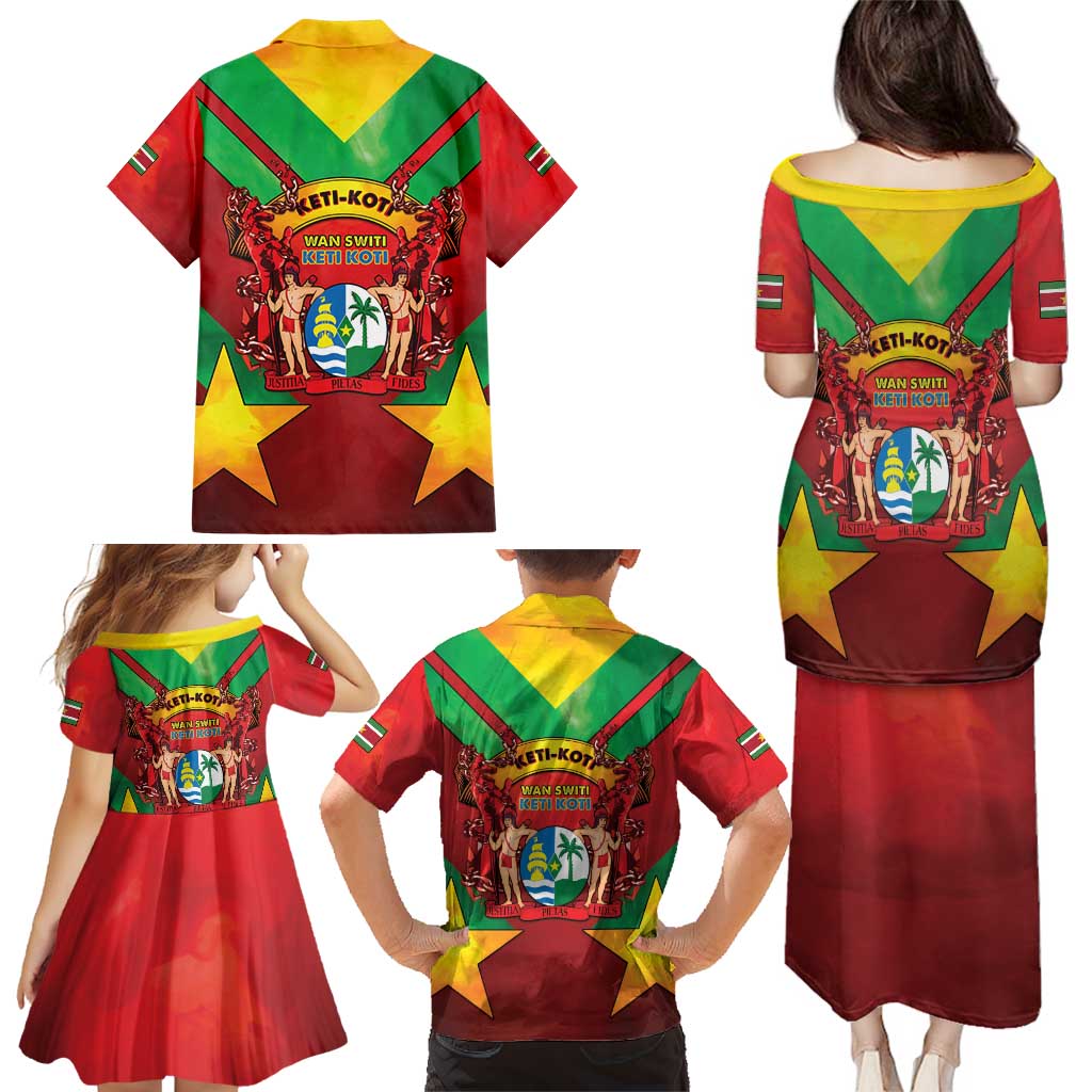 Suriname Emancipation Day Family Matching Puletasi and Hawaiian Shirt Wan Switi Keti Koti - Wonder Print Shop