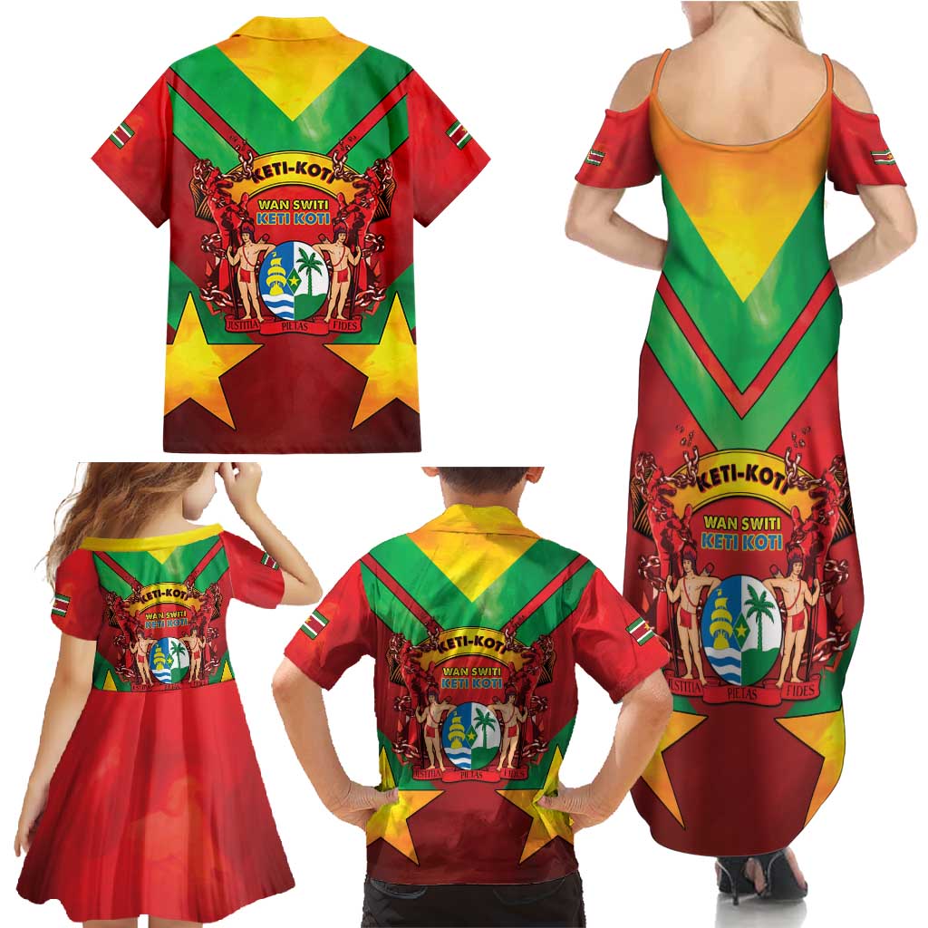 Suriname Emancipation Day Family Matching Summer Maxi Dress and Hawaiian Shirt Wan Switi Keti Koti - Wonder Print Shop