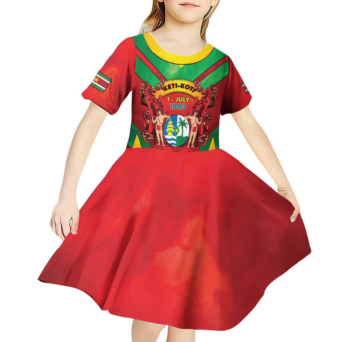 Suriname Emancipation Day Kid Short Sleeve Dress Wan Switi Keti Koti - Wonder Print Shop
