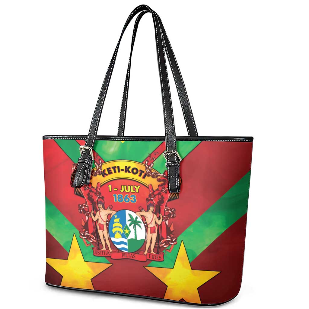 Suriname Emancipation Day Leather Tote Bag Wan Switi Keti Koti - Wonder Print Shop