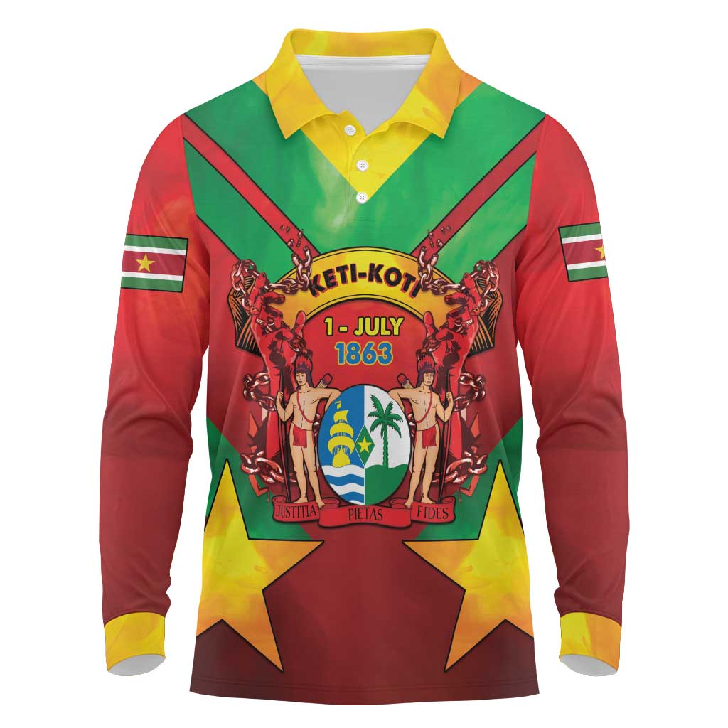 Suriname Emancipation Day Long Sleeve Polo Shirt Wan Switi Keti Koti - Wonder Print Shop