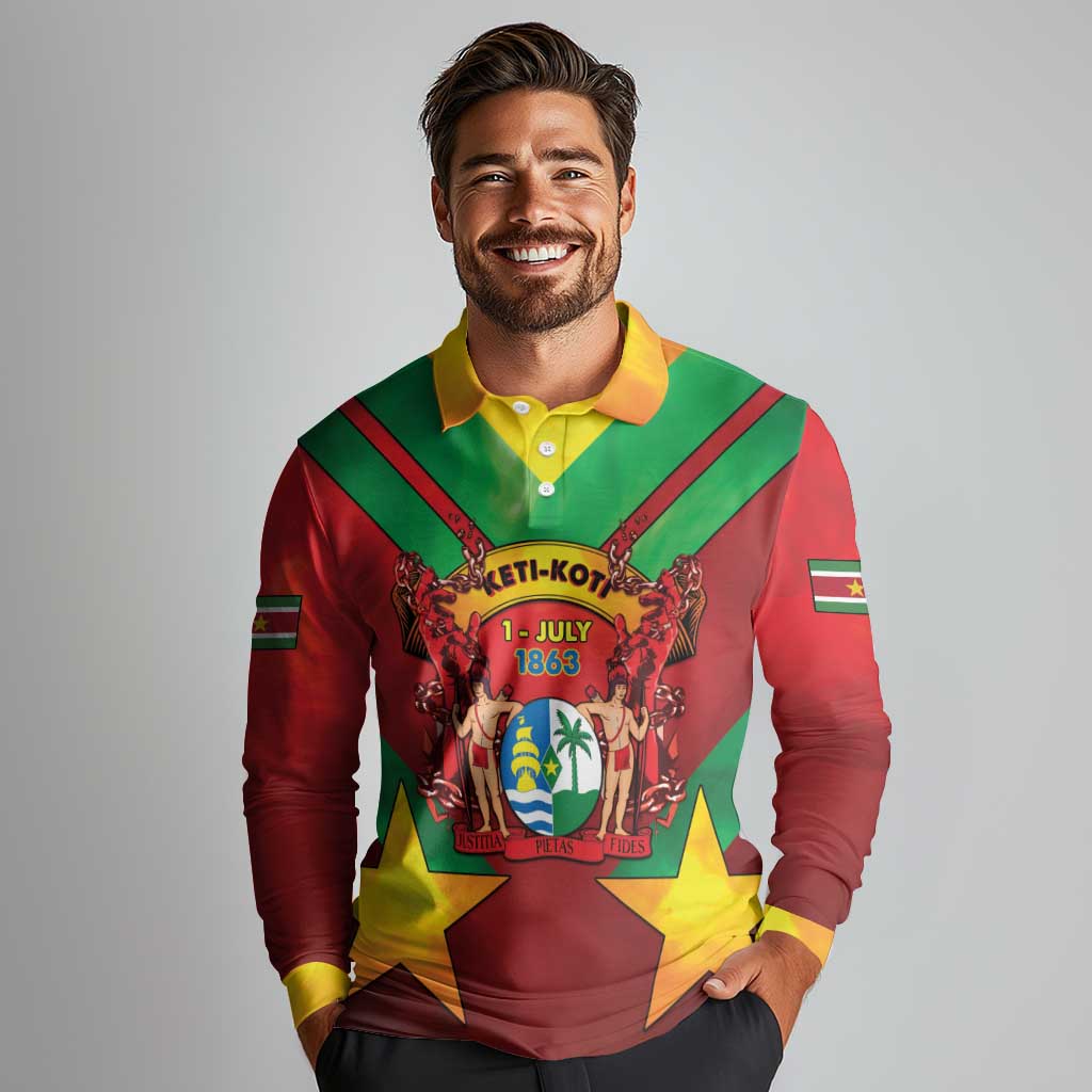 Suriname Emancipation Day Long Sleeve Polo Shirt Wan Switi Keti Koti - Wonder Print Shop