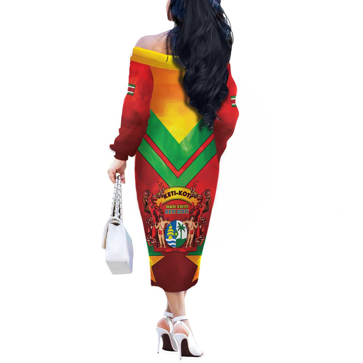 Suriname Emancipation Day Off The Shoulder Long Sleeve Dress Wan Switi Keti Koti - Wonder Print Shop