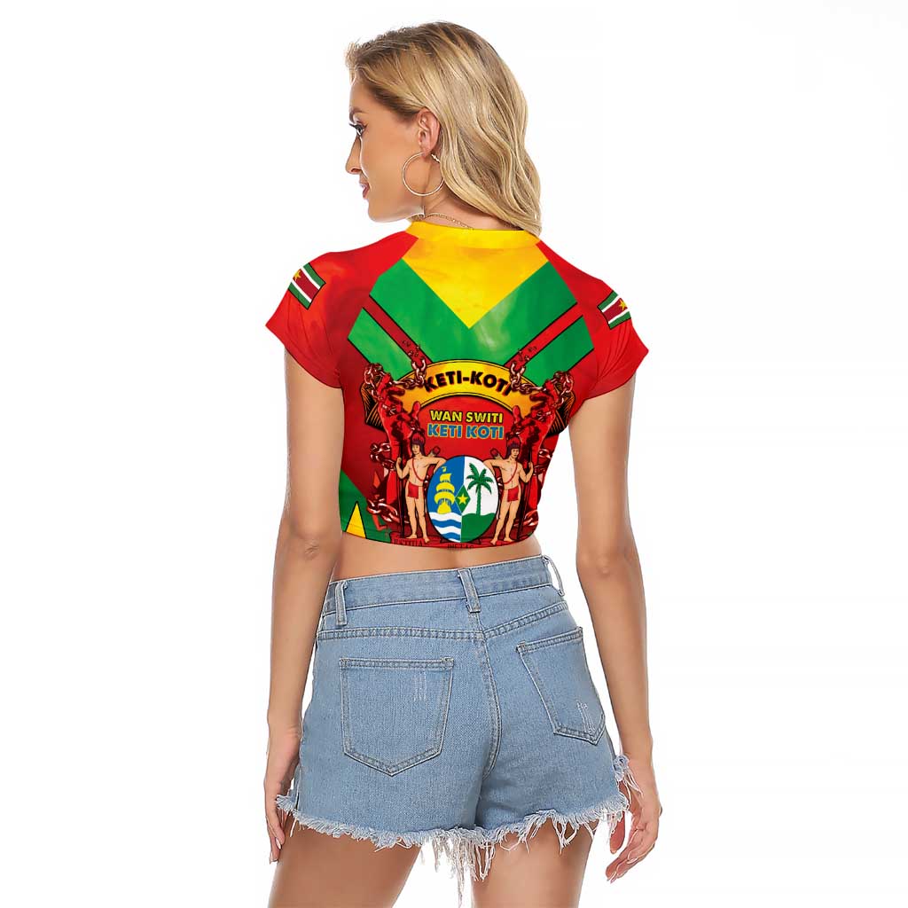 Suriname Emancipation Day Raglan Cropped T Shirt Wan Switi Keti Koti - Wonder Print Shop