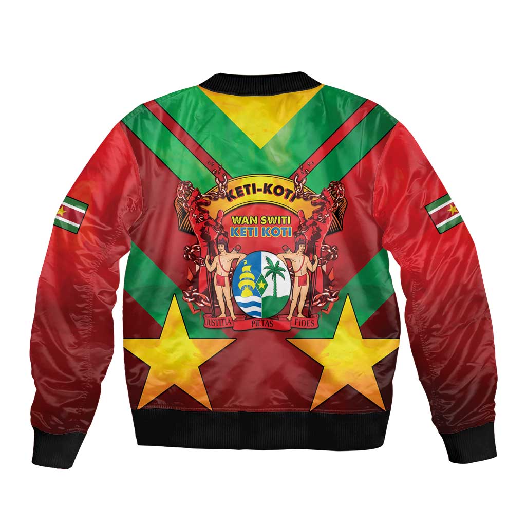 Suriname Emancipation Day Sleeve Zip Bomber Jacket Wan Switi Keti Koti - Wonder Print Shop