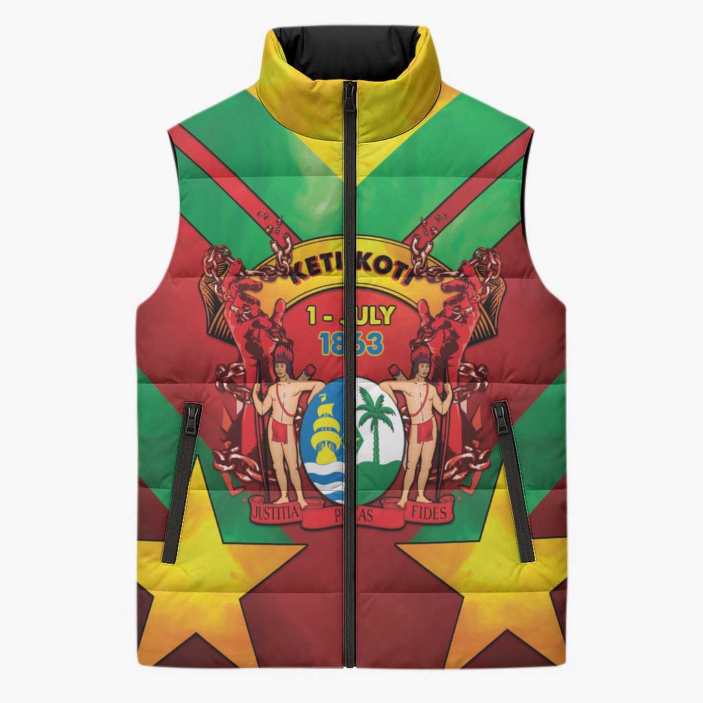 Suriname Emancipation Day Sleeveless Puffer Jacket Wan Switi Keti Koti - Wonder Print Shop