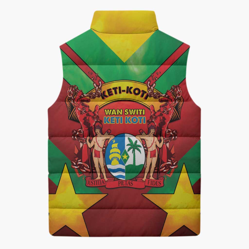 Suriname Emancipation Day Sleeveless Puffer Jacket Wan Switi Keti Koti - Wonder Print Shop