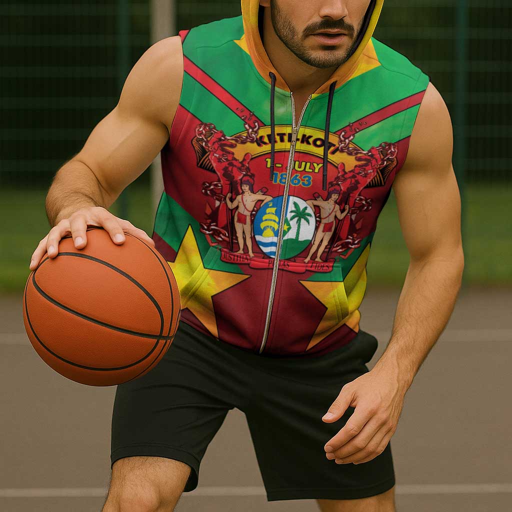 Suriname Emancipation Day Sleeveless Zip Hoodie Wan Switi Keti Koti - Wonder Print Shop