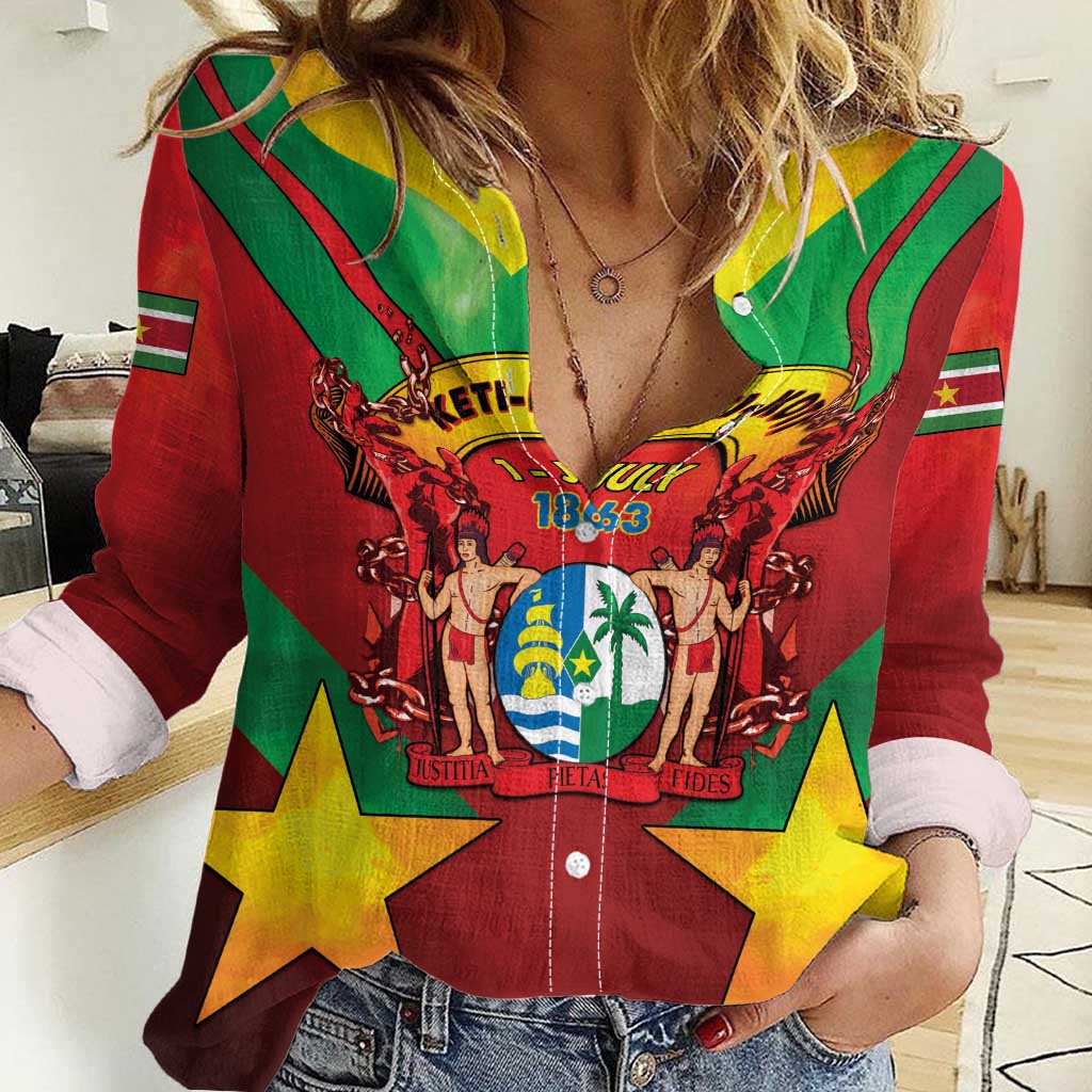 Suriname Emancipation Day Women Casual Shirt Wan Switi Keti Koti - Wonder Print Shop