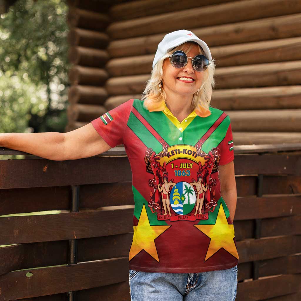 Suriname Emancipation Day Women Polo Shirt Wan Switi Keti Koti - Wonder Print Shop
