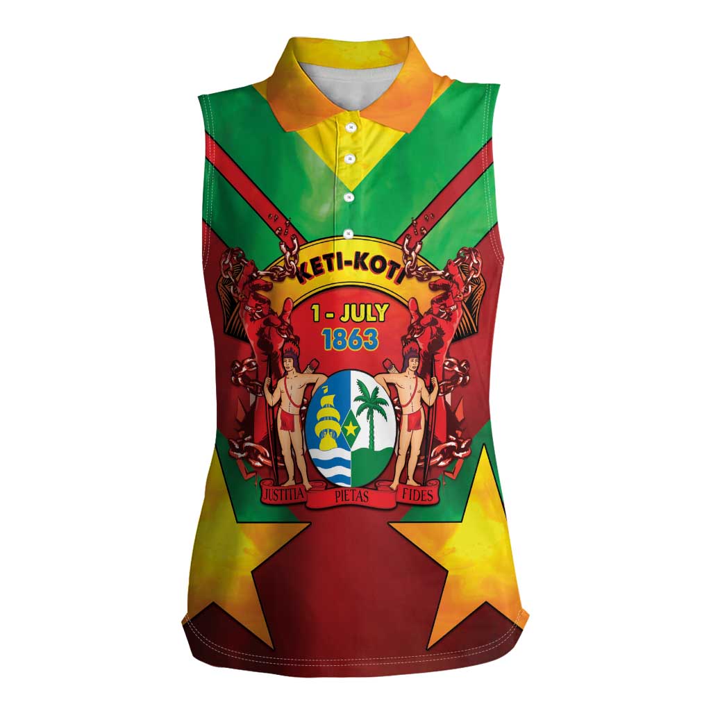 Suriname Emancipation Day Women Sleeveless Polo Shirt Wan Switi Keti Koti - Wonder Print Shop