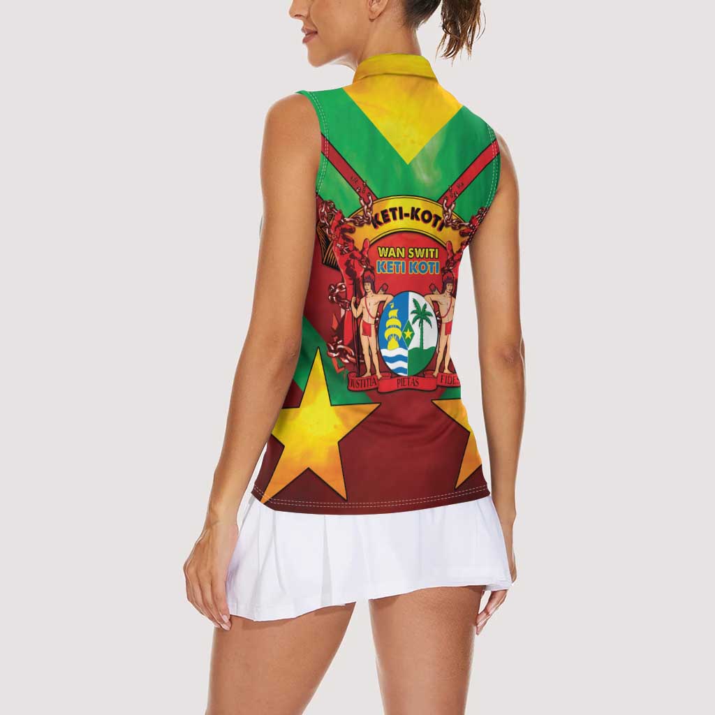 Suriname Emancipation Day Women Sleeveless Polo Shirt Wan Switi Keti Koti - Wonder Print Shop