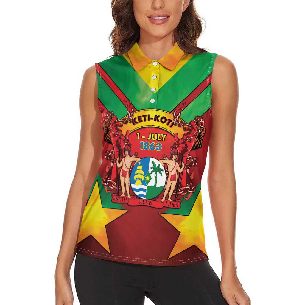 Suriname Emancipation Day Women Sleeveless Polo Shirt Wan Switi Keti Koti - Wonder Print Shop