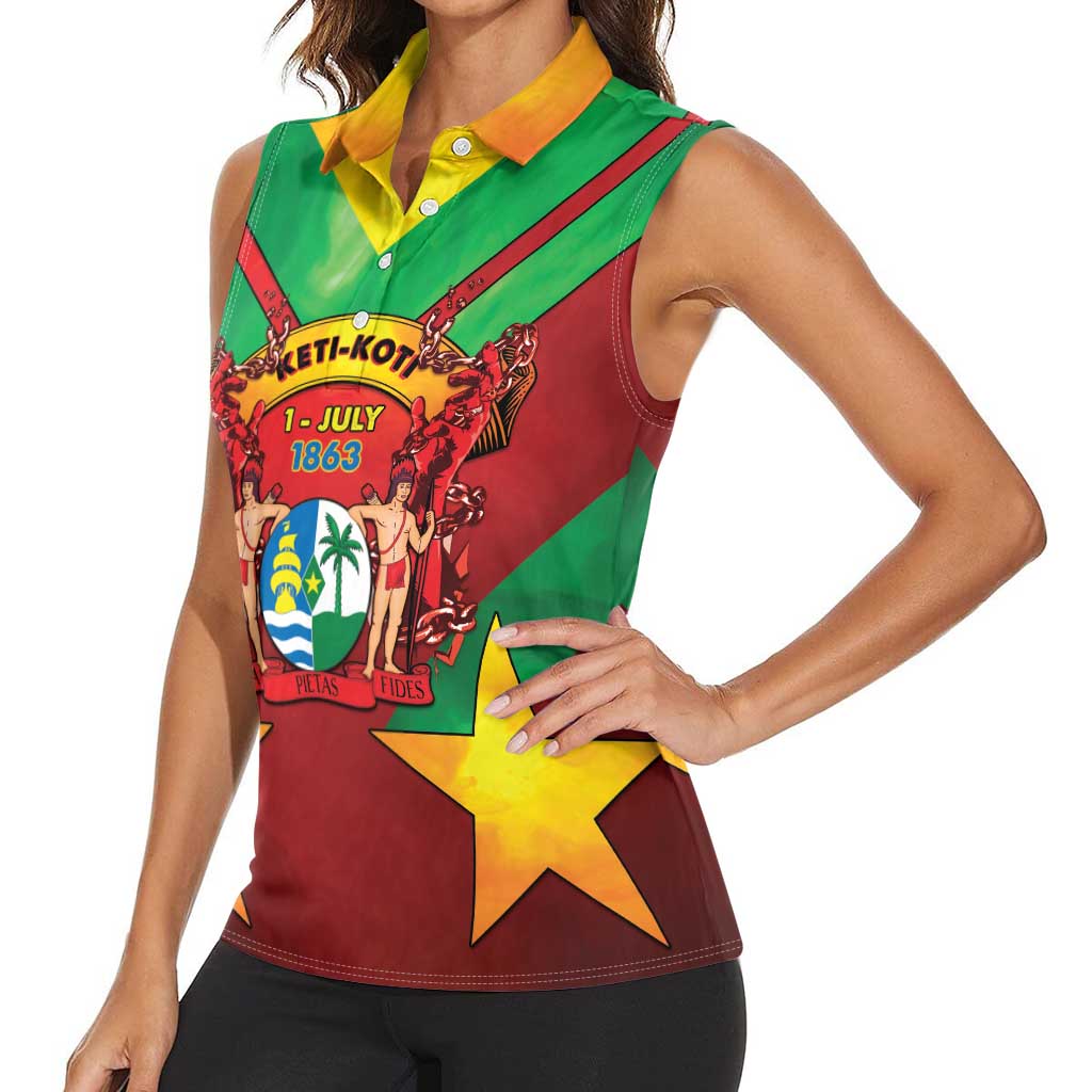 Suriname Emancipation Day Women Sleeveless Polo Shirt Wan Switi Keti Koti - Wonder Print Shop