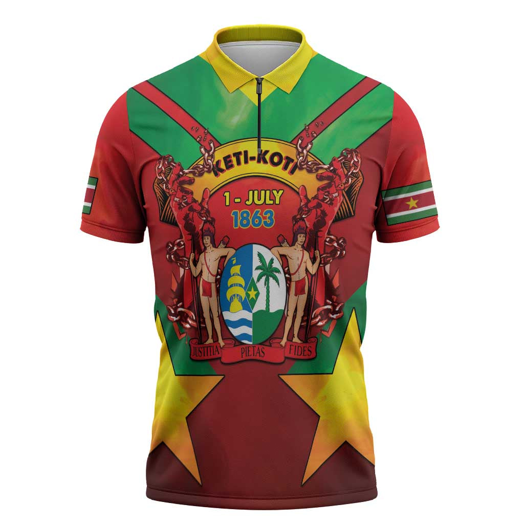 Suriname Emancipation Day Zipper Polo Shirt Wan Switi Keti Koti - Wonder Print Shop