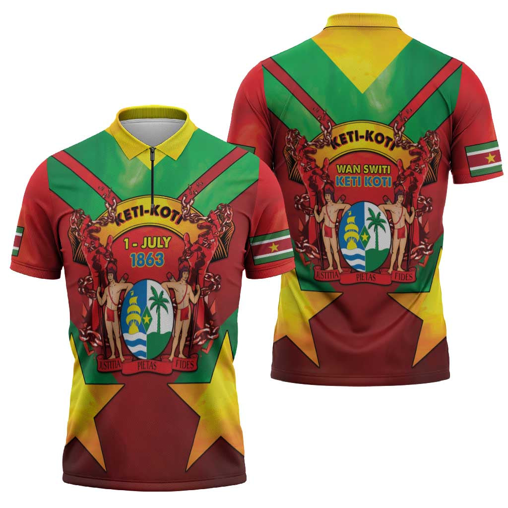 Suriname Emancipation Day Zipper Polo Shirt Wan Switi Keti Koti - Wonder Print Shop