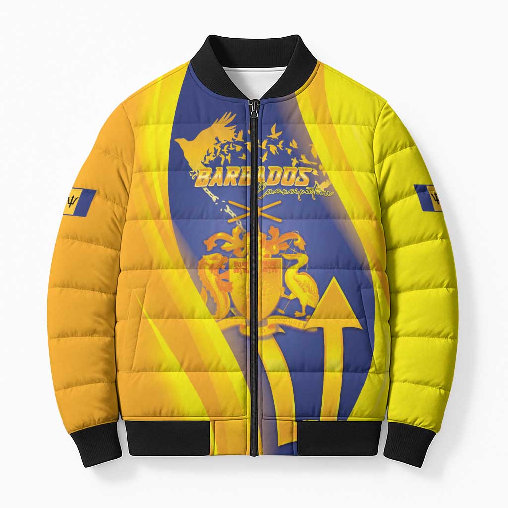 Barbados Emancipation Day Bomber Puffer Jacket Freedom And Unity - Wonder Print Shop